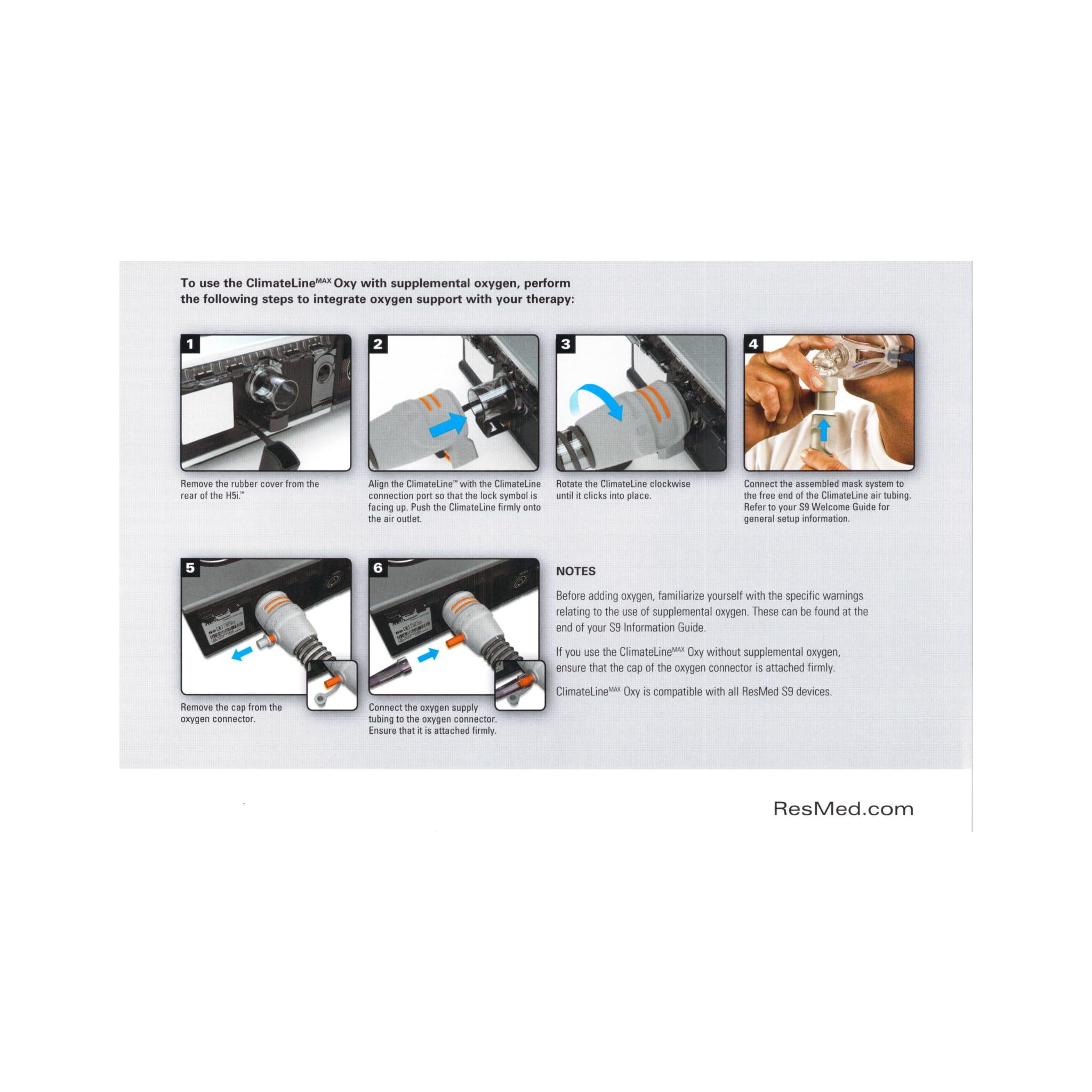 ClimateLineMAX Oxy Air Tubing with Supplemental Oxygen Port For S9 Machines